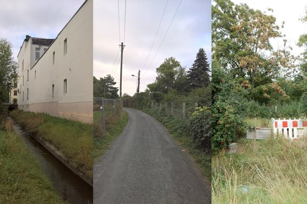 Salbke Gebäude an der Sülze | Kuhanger Standort Hochwasserschutztor | zukünftiger Standort Winkelschutzwand