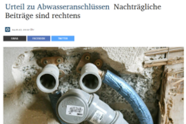Screenshot Artikel Mitteldeutsche Zeitung zum Thema Urteil im Abwasserstreit.