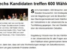 Screenshot Artikel volksstimme.de Wahlforum OB-Wahl in der Johanniskirche.