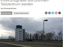 Screenshot Artikel Deutschlandfunk zum Ausbau Flughafen Cochstedt zum Flughafen Cochstedt.