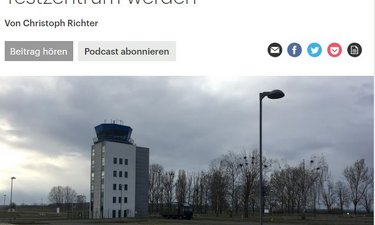 Screenshot Artikel Deutschlandfunk zum Ausbau Flughafen Cochstedt zum Flughafen Cochstedt.