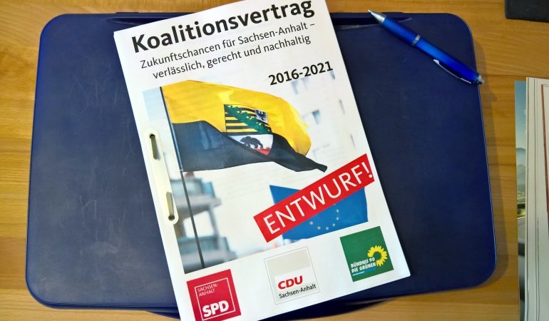 Titelblatt des Entwurfs des Koalitionsvertrages.
