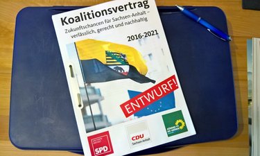 Titelblatt des Entwurfs des Koalitionsvertrages.