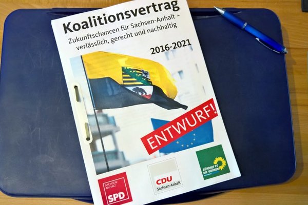 Titelblatt des Entwurfs des Koalitionsvertrages.